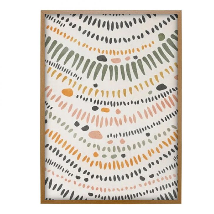 Quadro Abstrato Formas e Pontos sem Vidro Colorido 30x40 cm