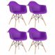 Kit 4 cadeiras Charles Eames Eiffel DAW com braços e pés de madeira clara Roxo
