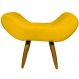 Puff Para Sala, Quarto E Escritório Decorativo Emilia Suede Amarelo Pé Castanho - Clique E Decore
