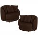 Kit 02 Poltronas Decorativa Sala De Estar Base Fixa De Madeira Witta M03 Corano Marrom - Lyam Decor
