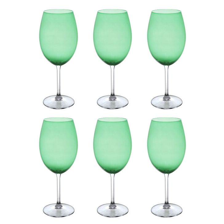 Conjunto De Taças Para Bordeaux Com 6 Unidades Bohemia Verde 580 Ml