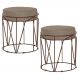 Kit 2 Puffs Decorativo Sala de Estar Base Bronze Chloe Suede Cappuccino G41 - Gran Belo
