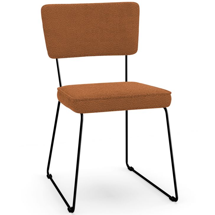 Cadeira Decorativa Estofada Para Sala De Jantar Base Em Aço Allana L02 Bouclê Terracota - Lyam Decor