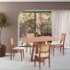 Image of Conjunto de Mesa Retangular com Tampo de Madeira Maciça Frame e 4 Cadeiras Serena Algodão Bege Claro e Nogueira MO895TA46THLMOB