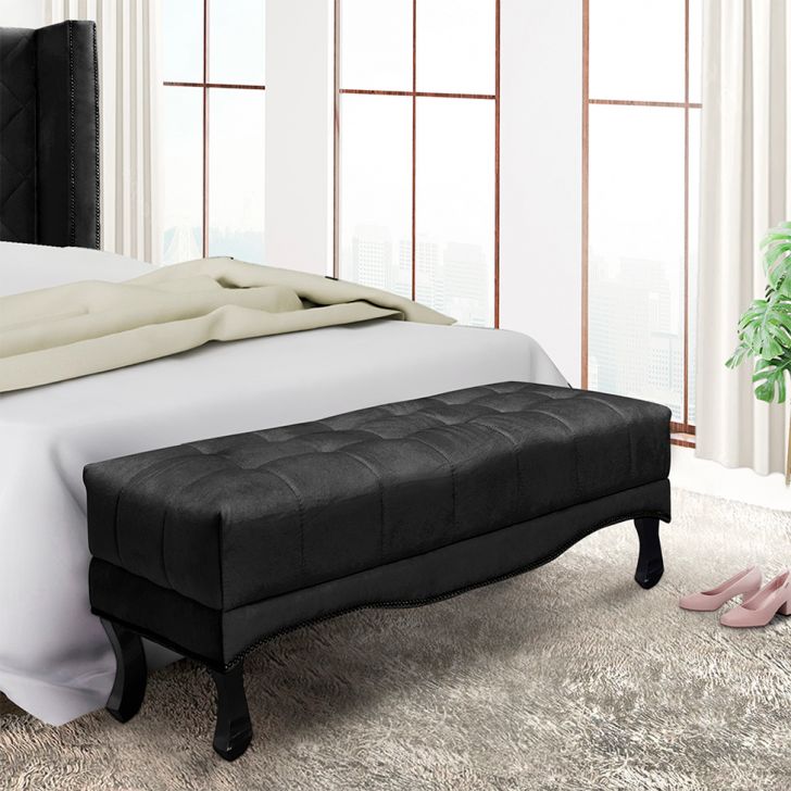 Recamier Vicenza Suede Preto 140 Cm