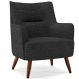 Poltrona Decorativa Fixa Pés de Madeira Isabella D02 Linho Chumbo D-465 - Lyam Decor