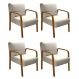 Kit C/ 4 Poltronas Decorativas Anita Braço Madeira Para Recepção - Linho Bege