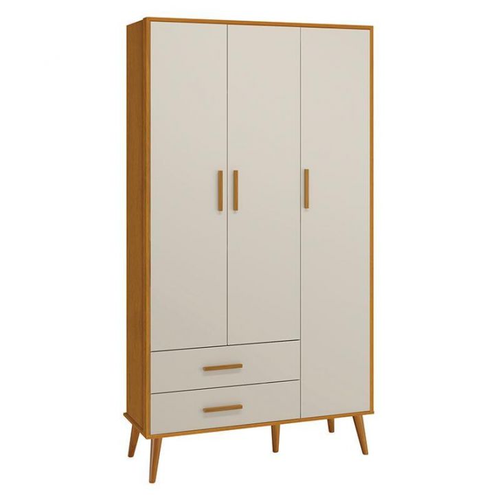 Guarda Roupa Infantil Isis 3 Portas e 2 Gavetas Areia/Savana - Reller Móveis