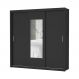 Guarda Roupa Roupeiro Clarice 3 Portas de Correr com Espelho Central 4 Gavetas Carioca Preto