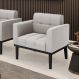 Poltrona Decorativa Karen Pés Fixo em Madeira Preto Veludo Cinza G19 - Gran Belo