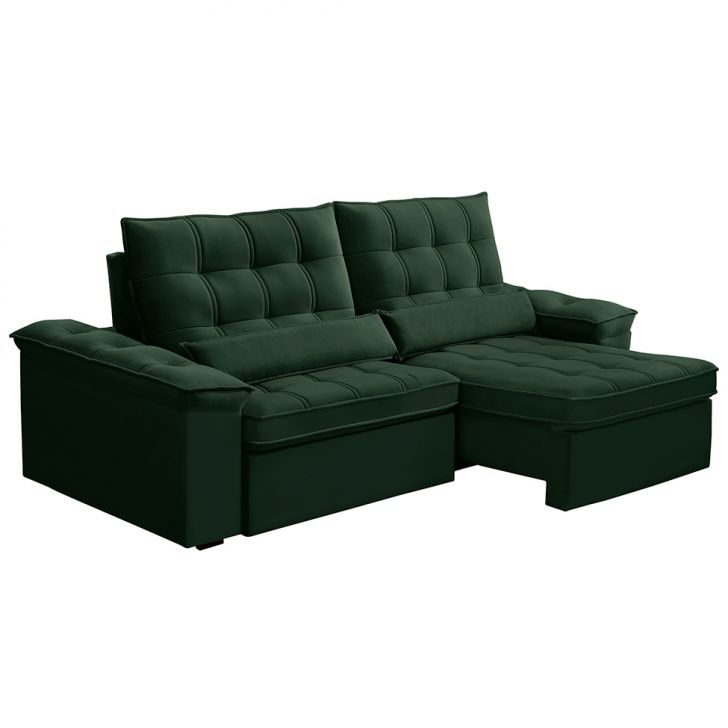 Image of Sofá 3 Lugares Retrátil E Reclinável Firenze Veludo Verde PLA-FE691UP46EARMOB