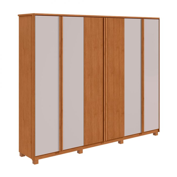 Image of Guarda-roupa Casal Ollie Com Pés 6 Portas 6 Gavetas Amêndoa E Off White PLA-MO895CL46FJLMOB