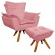 Poltrona Decorativa Base Giratória Giromad com Puff Opla Suede Rose - Ibiza