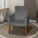 Poltrona Decorativa Mel Suede Cinza Dal Poz Estofados