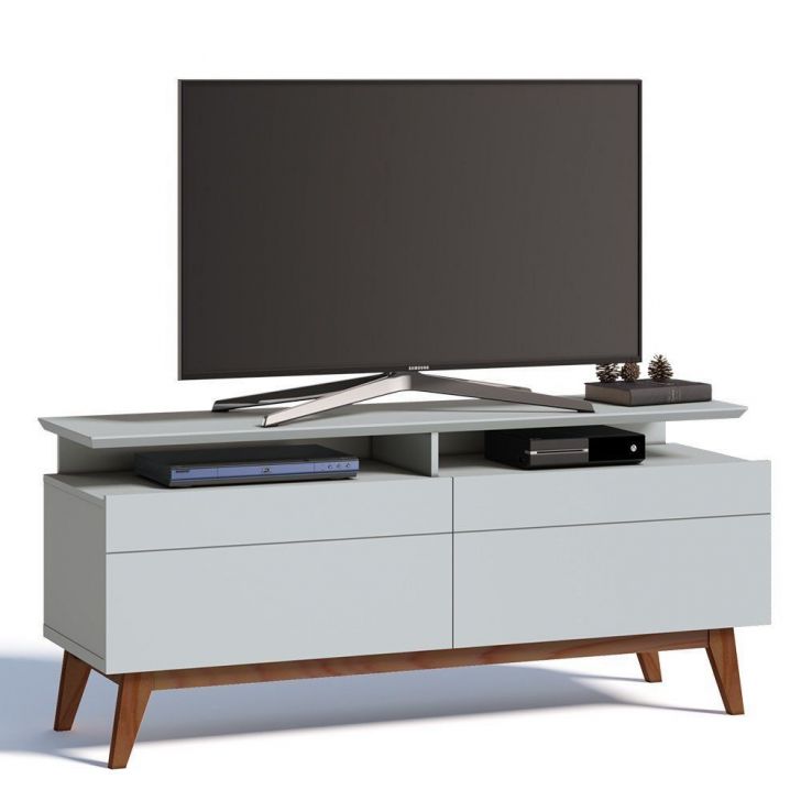 Rack Classic 146cm 2 Gavetas com Prateleira Branco Acetinado - Imcal