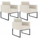Kit 03 Poltronas Decorativas Sala e Recepção Base Fixa Metal Helô L02 Linho Champagne - Lyam Decor