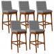 Kit 05 Banquetas Altas Para Cozinha Sala De Jantar Fixa Mila L02 Facto Cinza Fosco - Lyam Decor