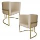 Kit 2 Poltronas Decorativa Luana Base Gold PU Bege - Montanaris Decor