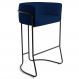 Banqueta Decorativa Base Aço Preto Betina B-304 Veludo Azul Marinho - Domi