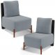 Kit 02 Poltronas Decorativas Sala de Estar Living Hungria L02 Couríssimo Preto Bouclê Cinza - Lyam