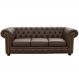 Sofá 3 Lugares Sala de Estar 235cm Chesterfield Pés Madeira Couro Capucino G40 - Gran Belo