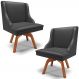 Kit 2 Cadeiras Decorativas Sala de Jantar Base Giratória de Madeira Firenze PU Preto Fosco/Natural G19 - Gran Belo