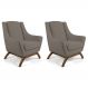 Kit 02 Poltronas Decorativa Fixa Base de Madeira Juliet D02 Veludo Bege Escuro C-68 - Lyam Decor
