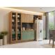 Image of Cozinha compacta Botanic com Tela e Vidro 9 Portas 4 Gavetas Nogueira e Verde KA161CL46PFXMOB
