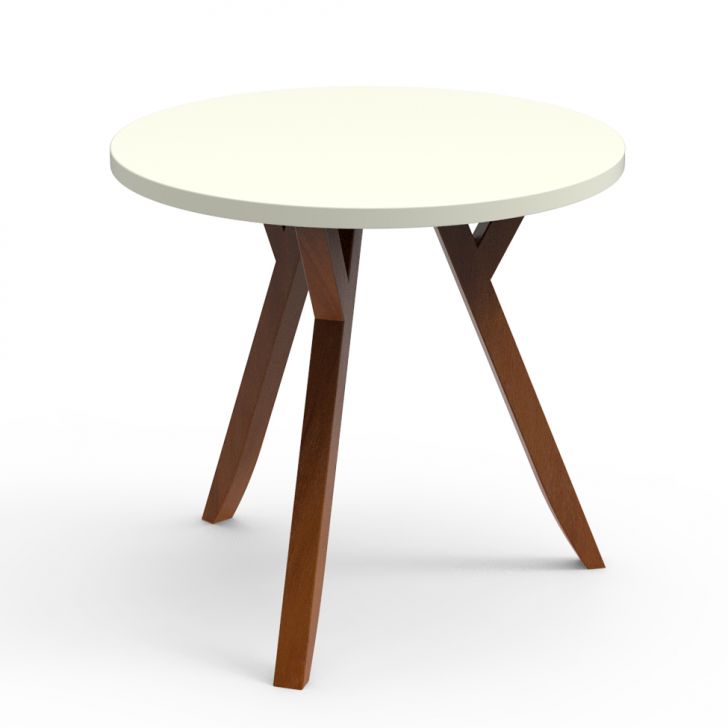 Mesa Lateral Redonda Ipiranga Off White e Amêndoa