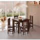 Conjunto Mesa Castanho De Madeira Maciça 88x88 + 4 Cadeiras Madeira Para Cozinha Sala De Jantar Sfa