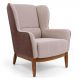 Poltrona Decorativa Fixa Base de Madeira Milena D02 Jacar Algodão Creme Marrom A-208 - Lyam Decor