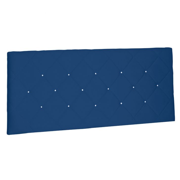 Cabeceira Painel Estofada Cama Box Casal Tânia 140cm Suede Azul Marinho - Desk Design