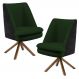 Kit 02 Poltronas Decorativa Base Giratória Pérsia D02 Linho Verde Musgo C-117 Corano Preto B-97 - Lyam Decor