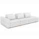 Sofá Ilha com Puff para Sala Living 335cm Amber M03 Bouclê Branco - Lyam Decor