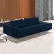 Sofá Ilha Modulado Milos 252cm Puff Lateral Veludo Azul Marinho G33 - Gran Belo