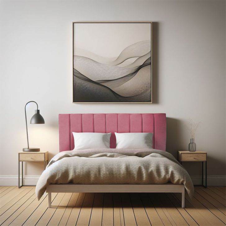 Cabeceira Painel Casal King 1,95m Londres Veludo Rosa Dal Poz Estofados