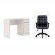 Conjunto de Mesa Morada 1 PT 1 GV Branca com Cadeira de Escritório Diretor Giratória Fitz com Braços Ajustáveis Preta