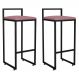 Kit 02 Banquetas Altas Para Cozinha Sala de Jantar Hanna L02 Preto Suede Rosê - Lyam Decor