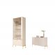 Jogo Aparador e Cristaleira May Off White Dourado