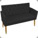 Namoradeira Decorativa Para Sala Nina Com Base E Capitonê Suede Preto Pé Castanho - Clique E Decore