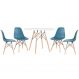 Mesa redonda Eames 100 cm branco + 4 cadeiras Eiffel DSW Turquesa