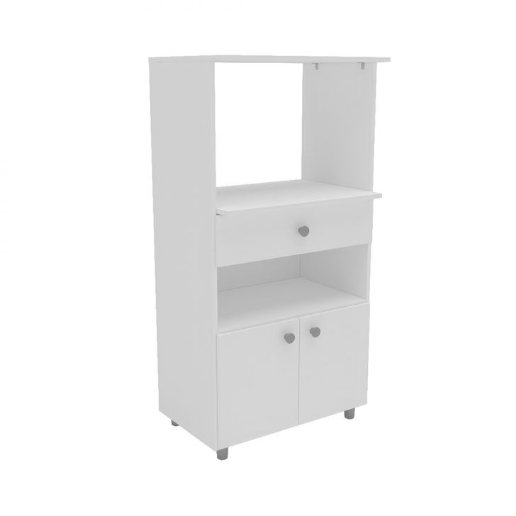 Gabinete de Cozinha para Microondas Hortência 2 Portas 1 Gaveta Branco