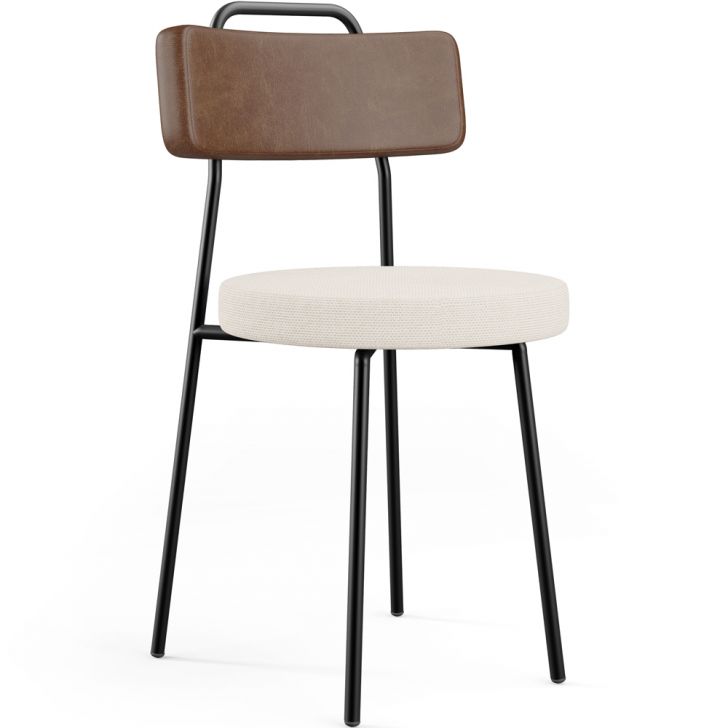 Cadeira Decorativa Estofada Para Sala De Jantar Barcelona L02 Couríssimo Marrom Linho Cru - Lyam