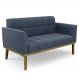 Sofá Namoradeira Base Madeira Castanho Ana Suede Azul Marinho - Ibiza