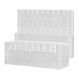 Conjunto Cabeçeira mais Calçadeira Baú Casal Emma Suede Branco
