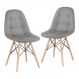Kit 2 cadeiras estofadas Charles Eames Eiffel Botonê com pés de madeira clara Cinza