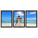 Quadro Praia 02 Moldura Preta 3 Peças