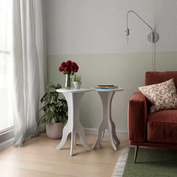 Conjunto com 2 Mesas Laterais Kin Branco