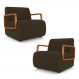 Kit 2 Poltronas Decorativa Sala de Estar Odessa Braços em Madeira Veludo Marrom G33 - Gran Belo