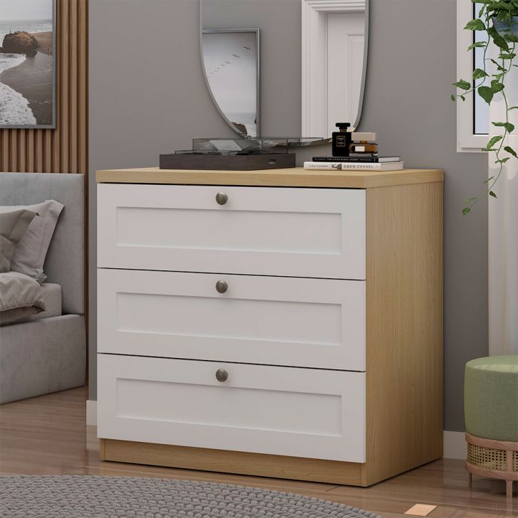 Cômoda Infinity 3 Gavetas Savana e Branca